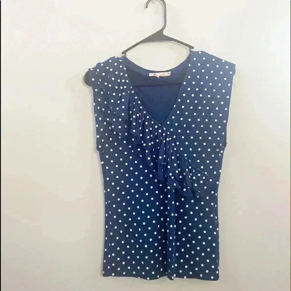 ModCloth tulle polka dot blouse XS